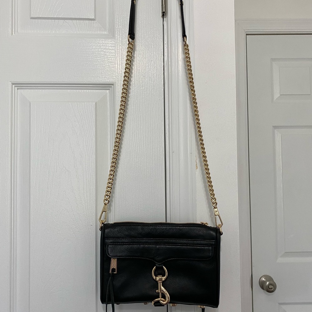Rebecca Minkoff mini mac black and gold
